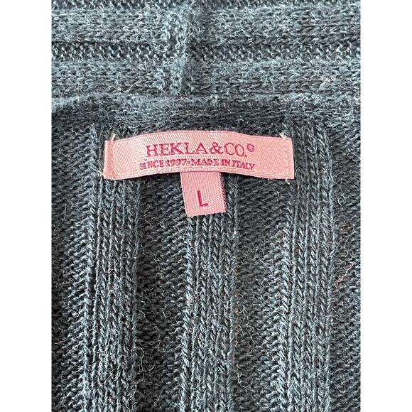 Womens Hekla & Co Dark Teal Wool‎ Blend Open Front Cardigan Sweater Size Large - Picture 7 of 8